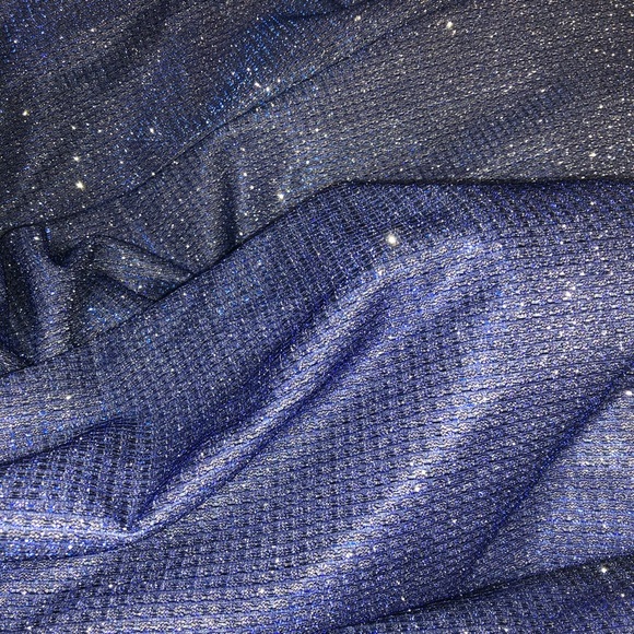 NWT Morgan & Co Blue Glitter Shimmer Pleated Gown - Picture 13 of 16